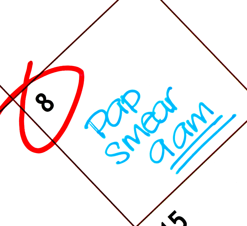 pap smear appointment reminder on calendar